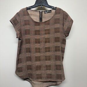 Chic Plaid Brown Blouse